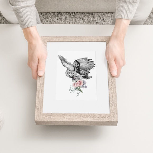 Owl Illustration Watercolor Wall Art Print Poster Unframed - Picture 9 of 9